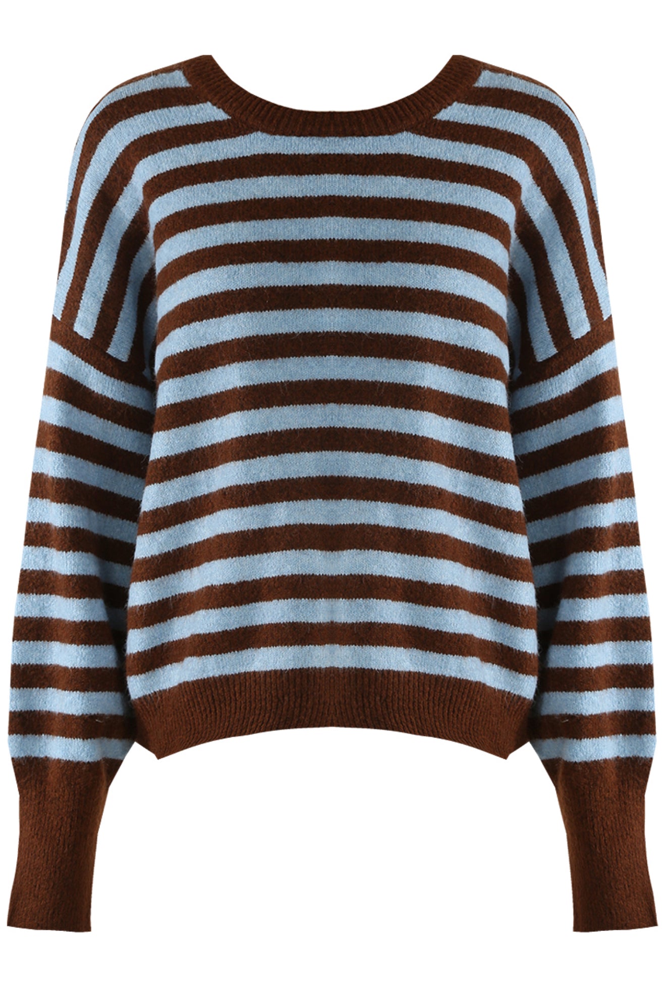 Chocolate/Blue Relaxed Fit Stripe Jumper