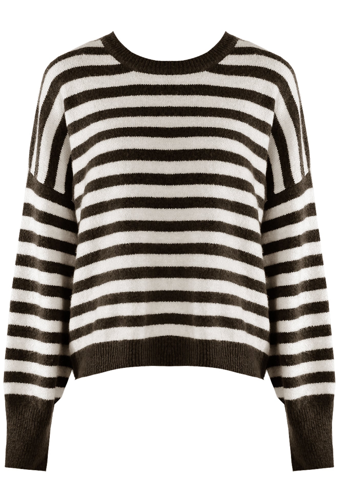 Chocolate/Blue Relaxed Fit Stripe Jumper