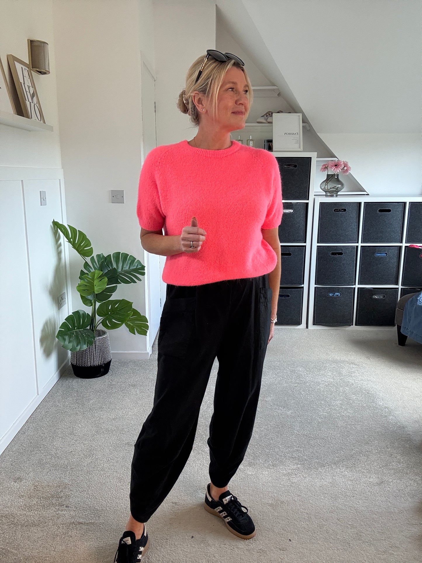 Neon Coral Fluffy S/S Jumper