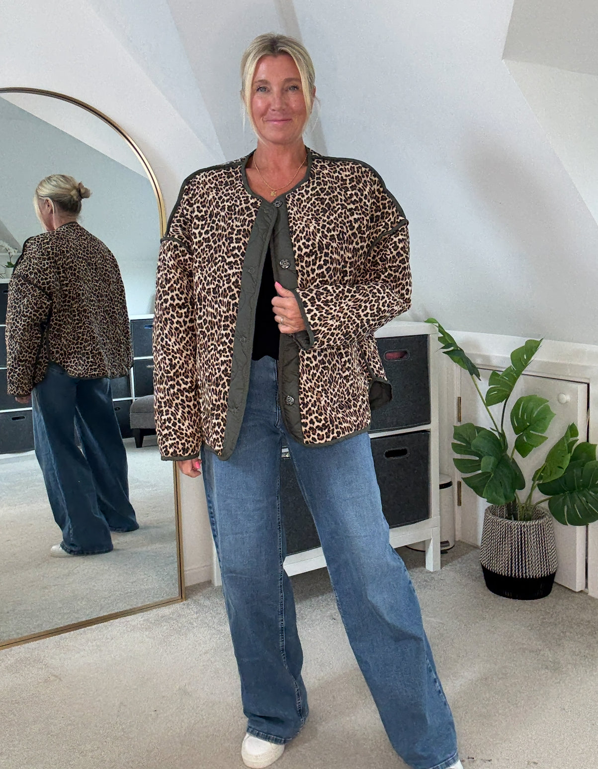 Khaki Reversible Oversized Quilted Jacket