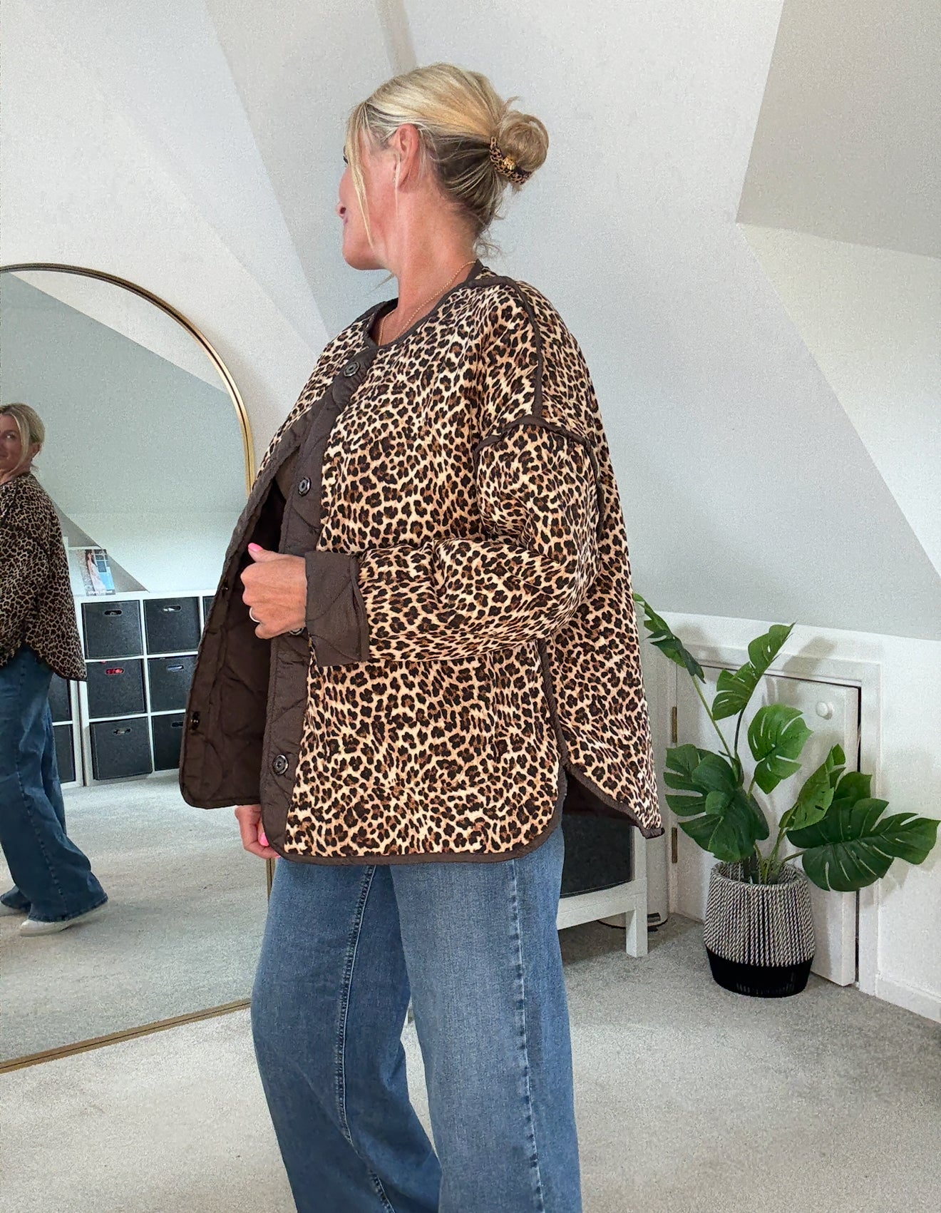 Khaki Reversible Oversized Quilted Jacket