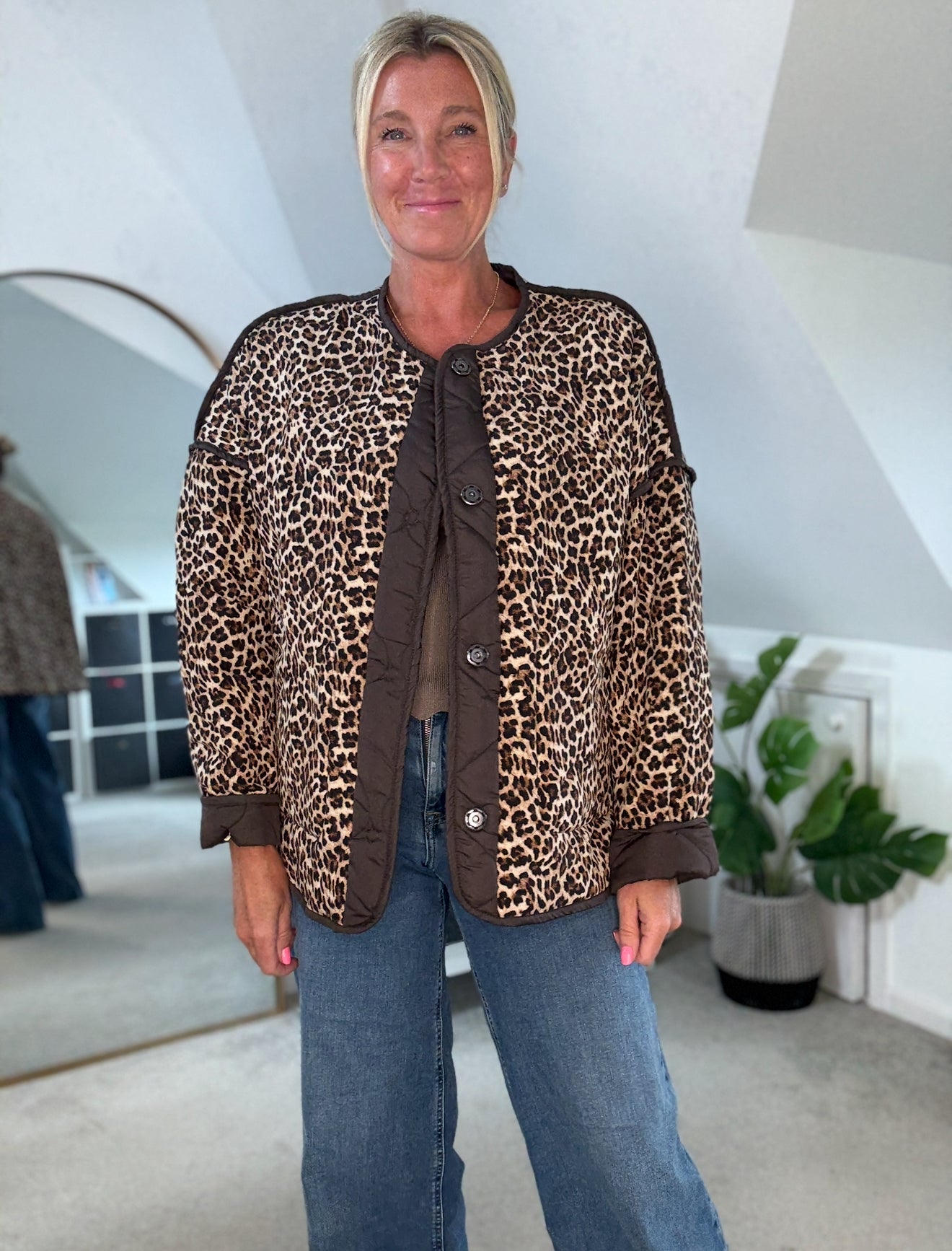 Khaki Reversible Oversized Quilted Jacket