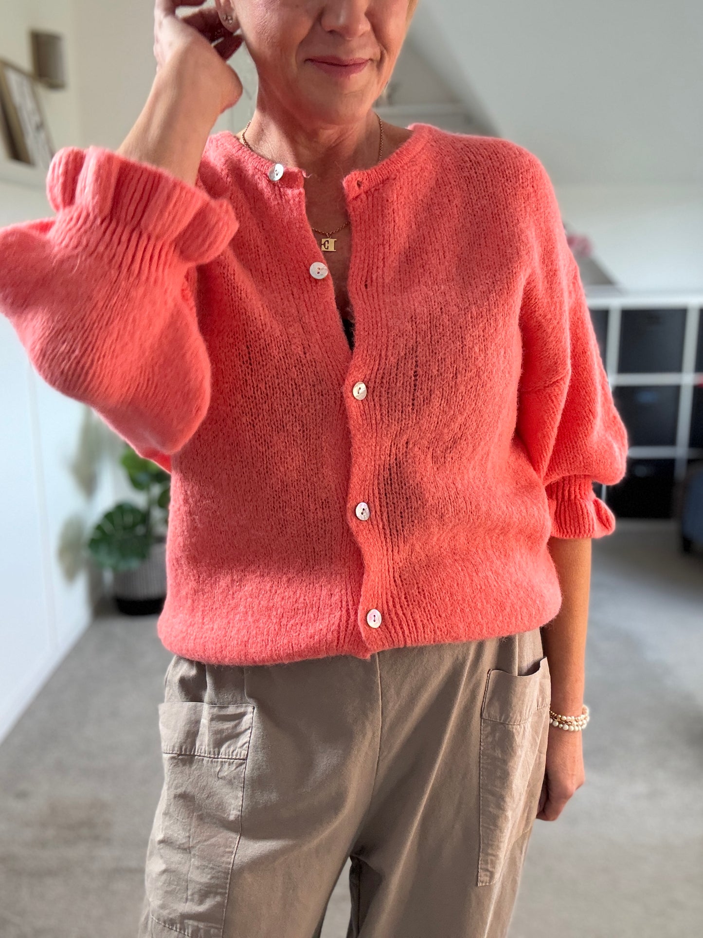 Pink Fluffy Frill Sleeve Cardigan