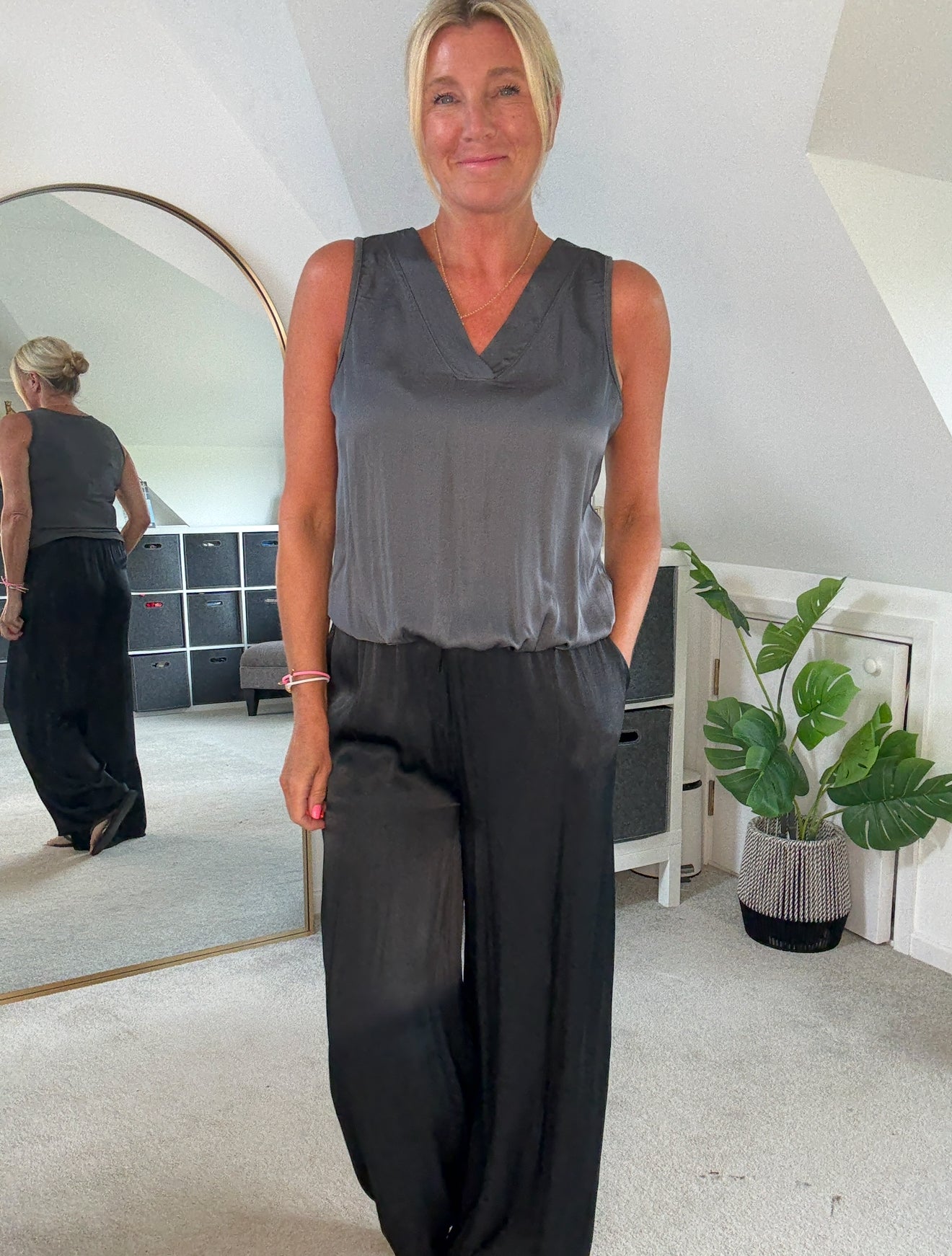Cobalt Silk Mix Bubble Hem Top