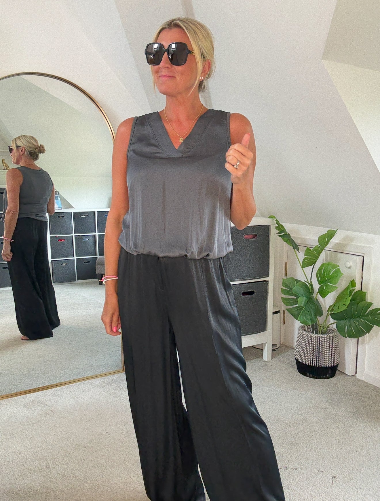 Champagne Silk Mix Bubble Hem Top