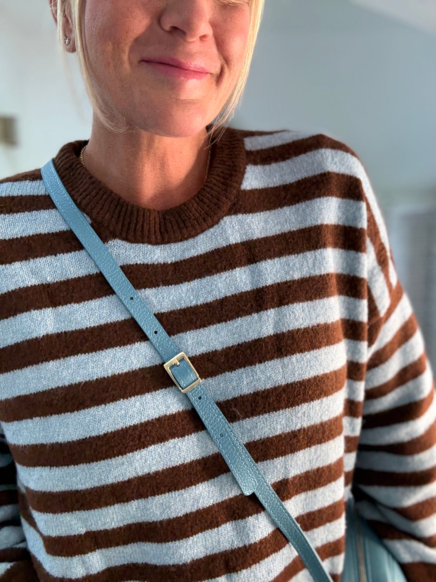 Chocolate/Blue Relaxed Fit Stripe Jumper