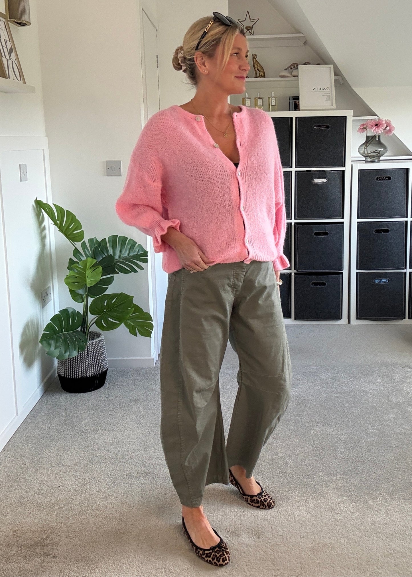 Pink Fluffy Frill Sleeve Cardigan