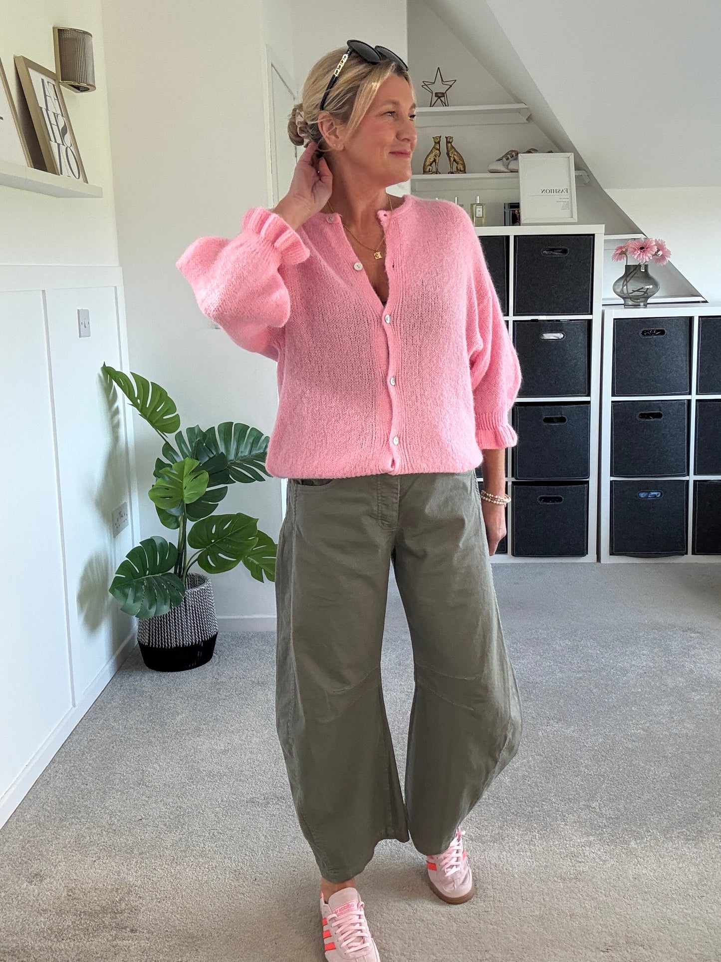 Pink Fluffy Frill Sleeve Cardigan