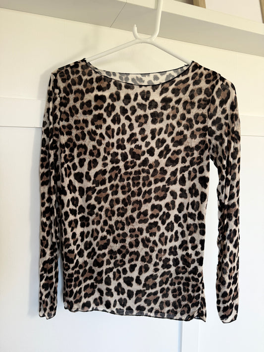 Stone Leopard Cashmere Blend Layering Top