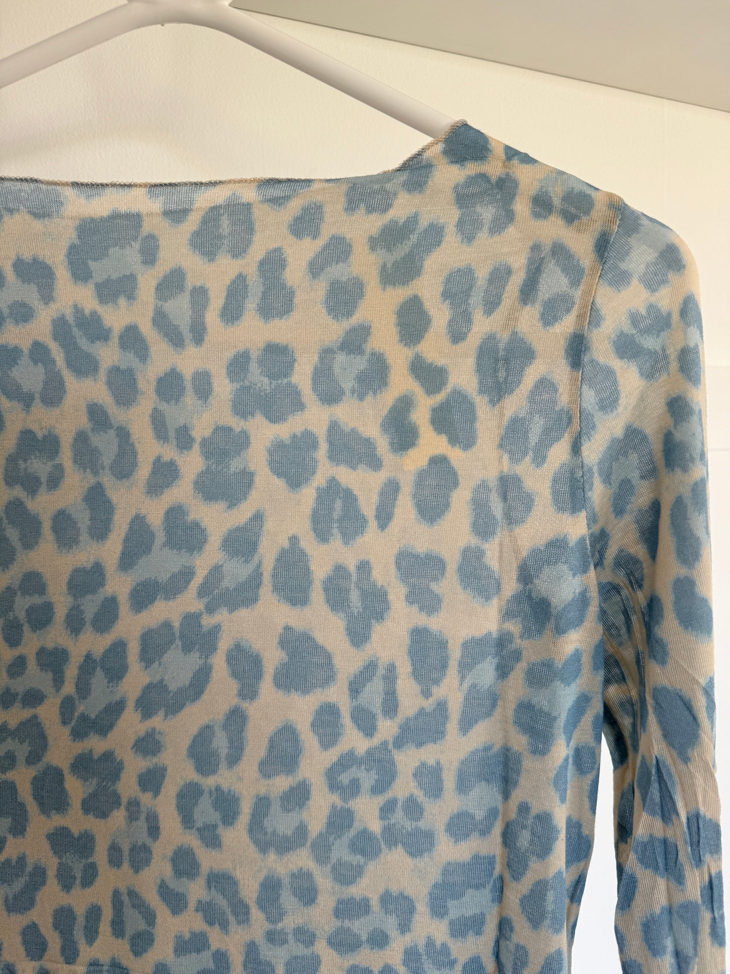 Grey Leopard Cashmere Blend Layering Top