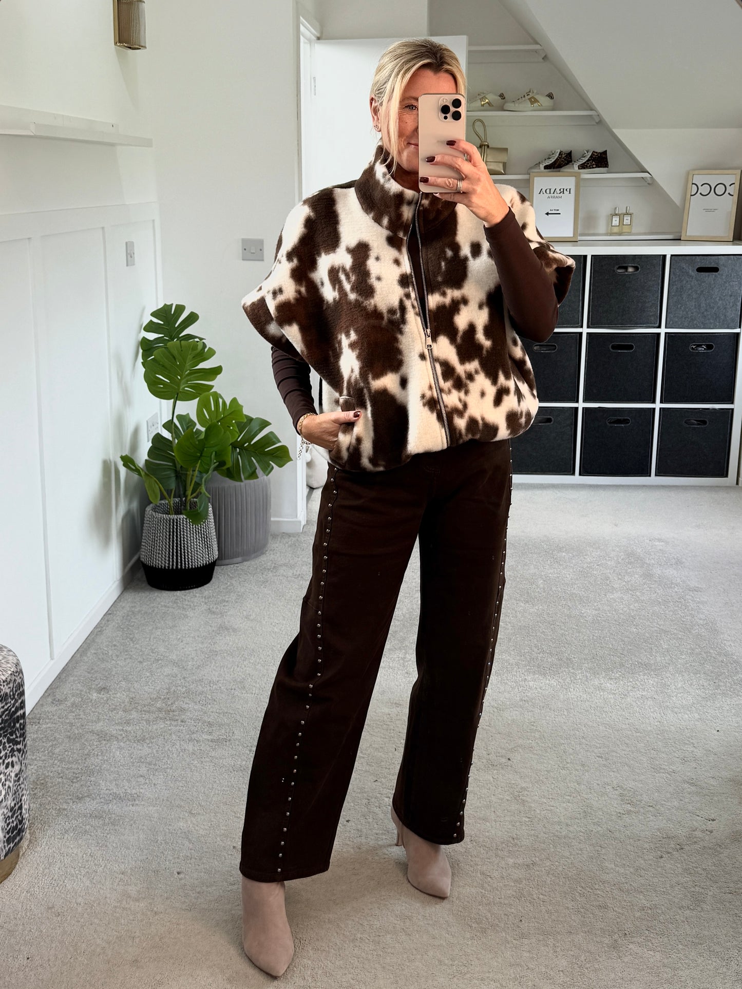Cow Print Gilet