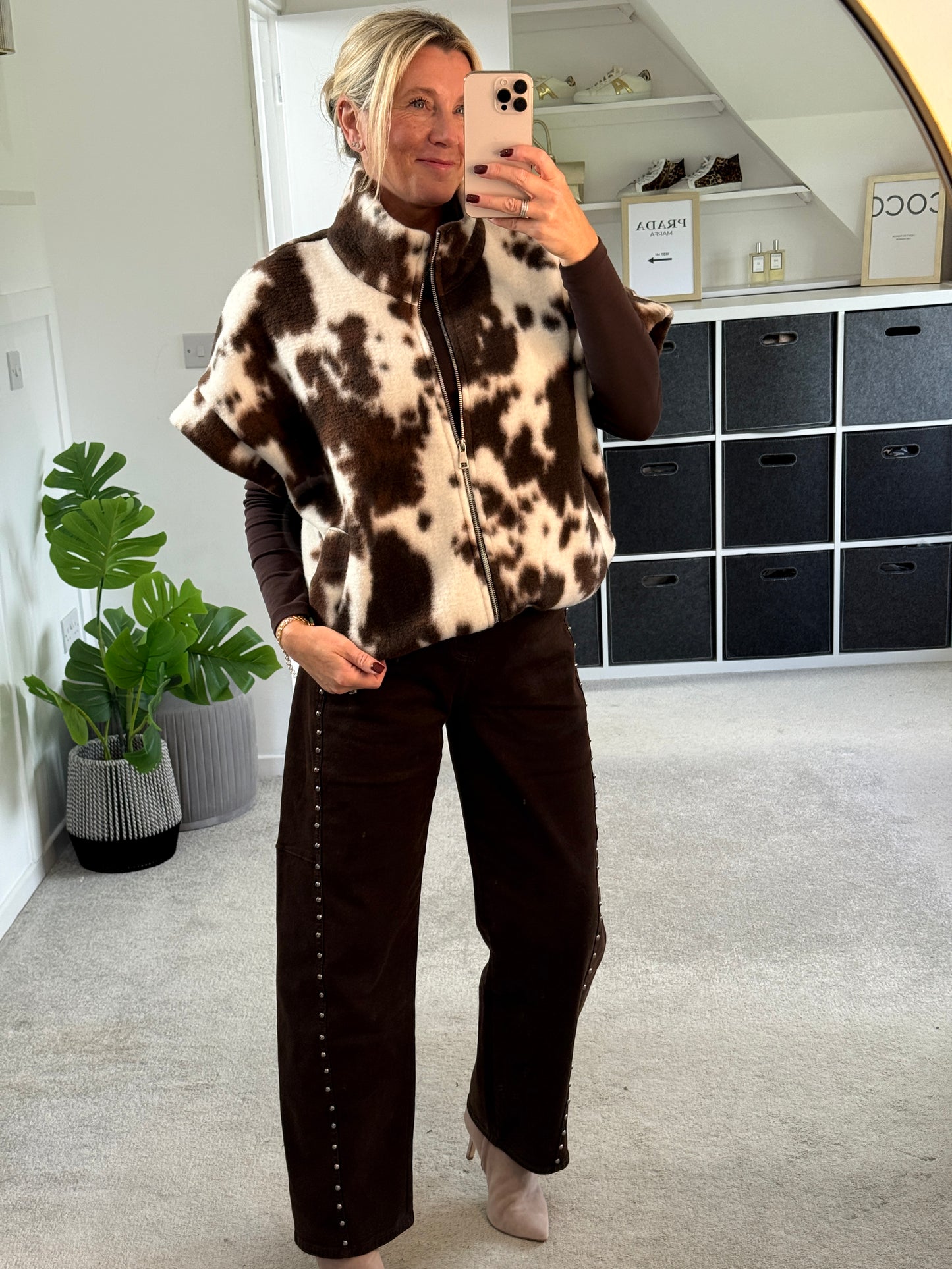 Cow Print Gilet