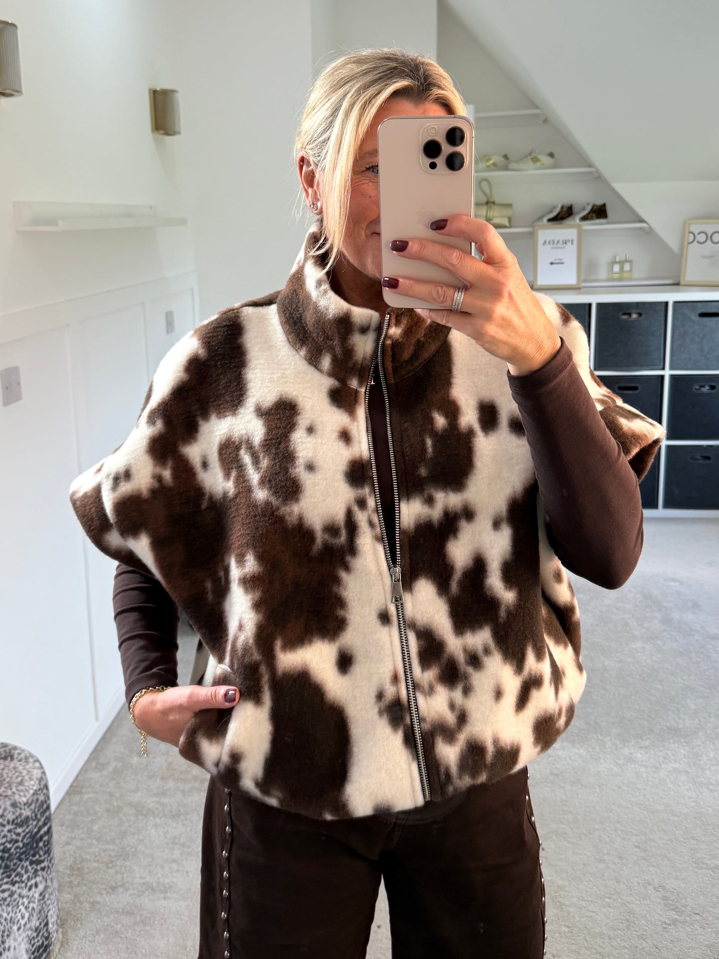 Cow Print Gilet