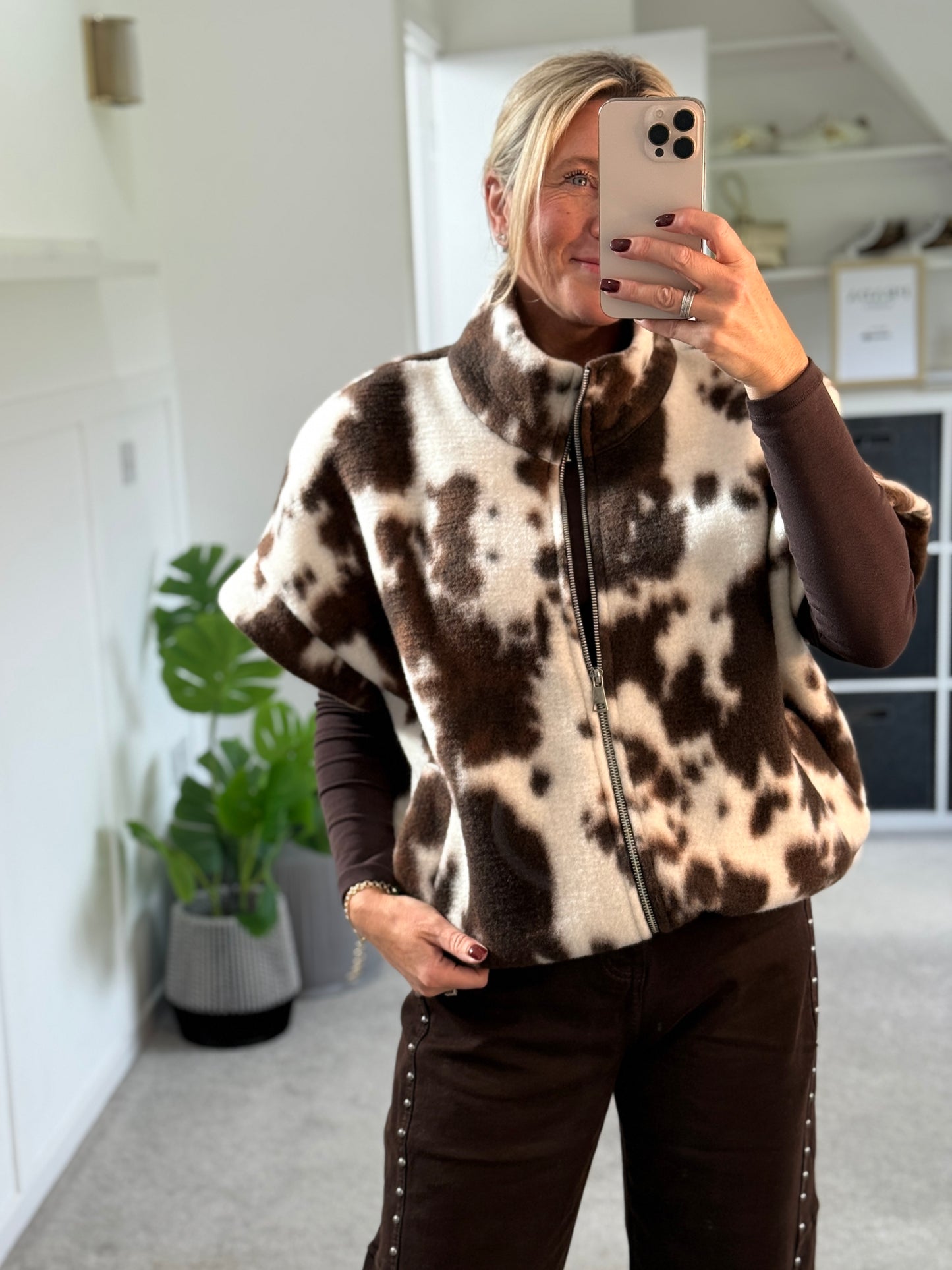Cow Print Gilet