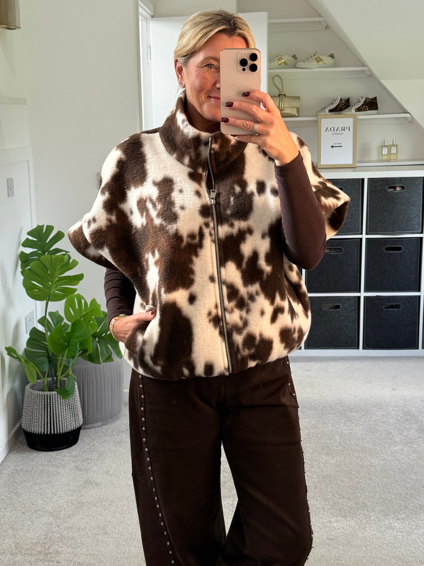 Cow Print Gilet