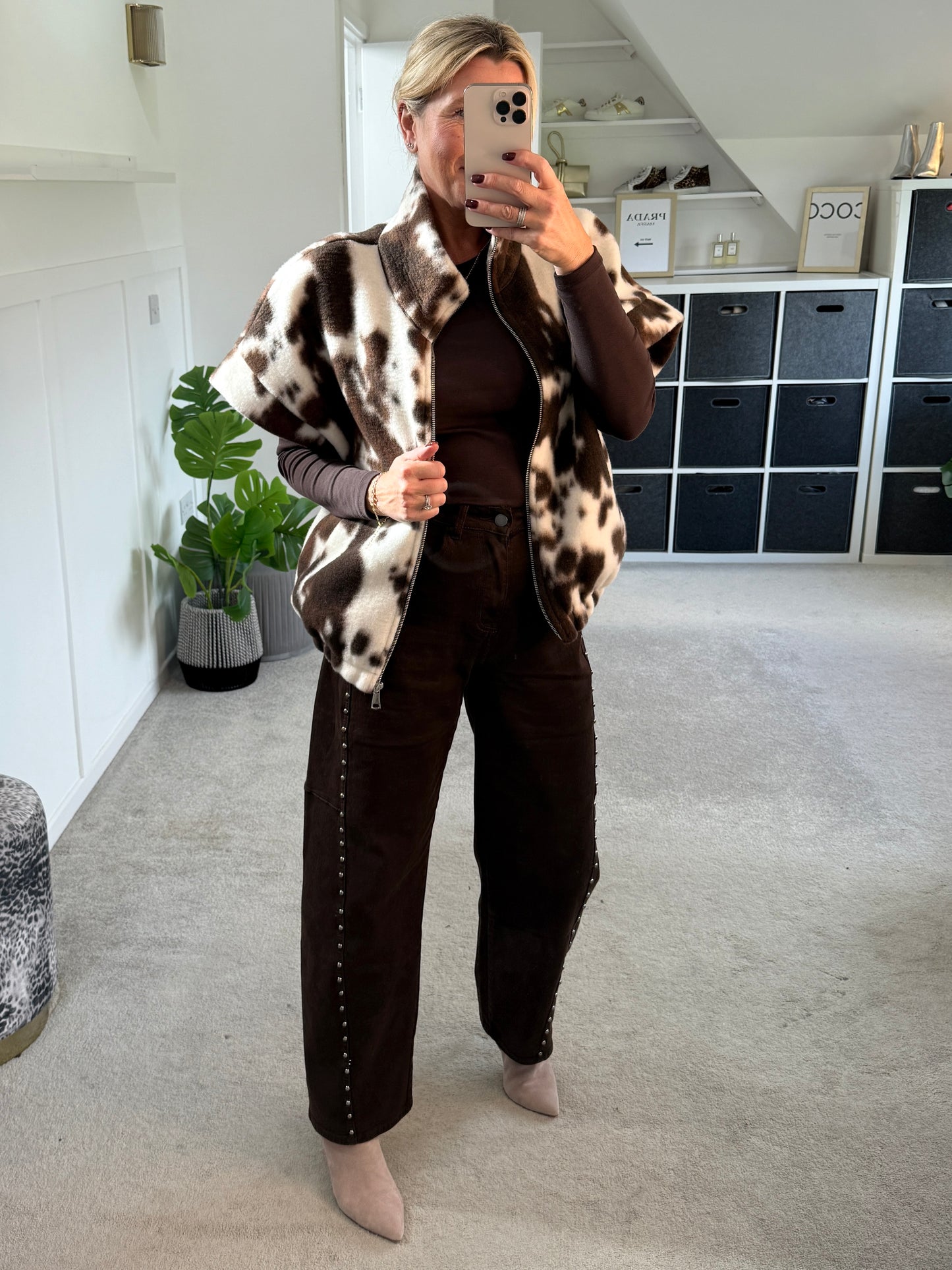 Cow Print Gilet