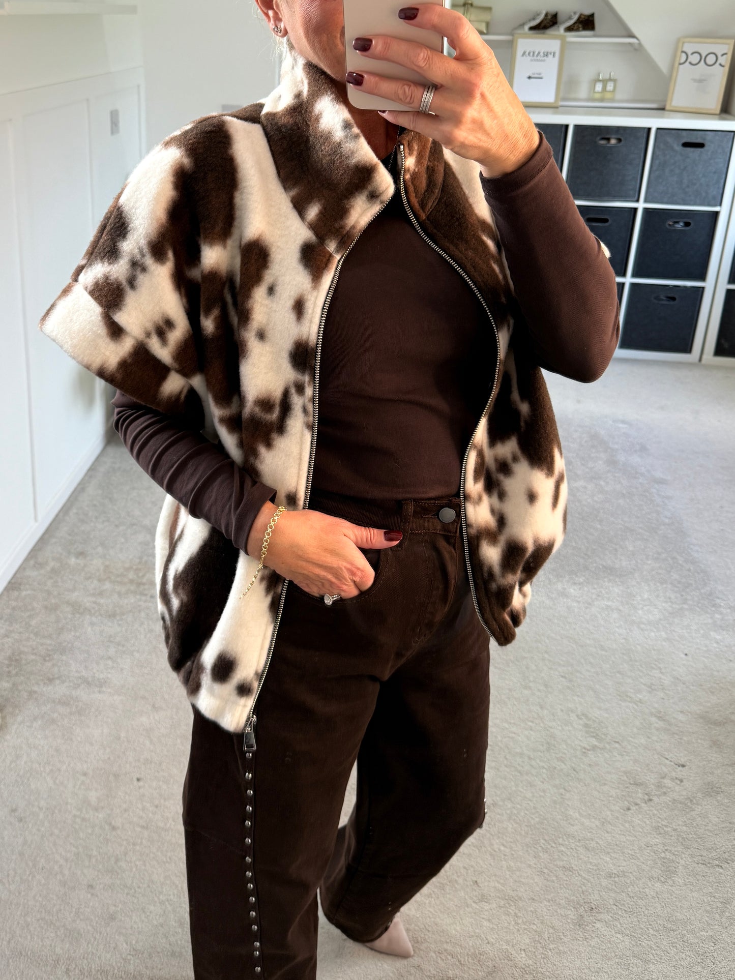 Cow Print Gilet