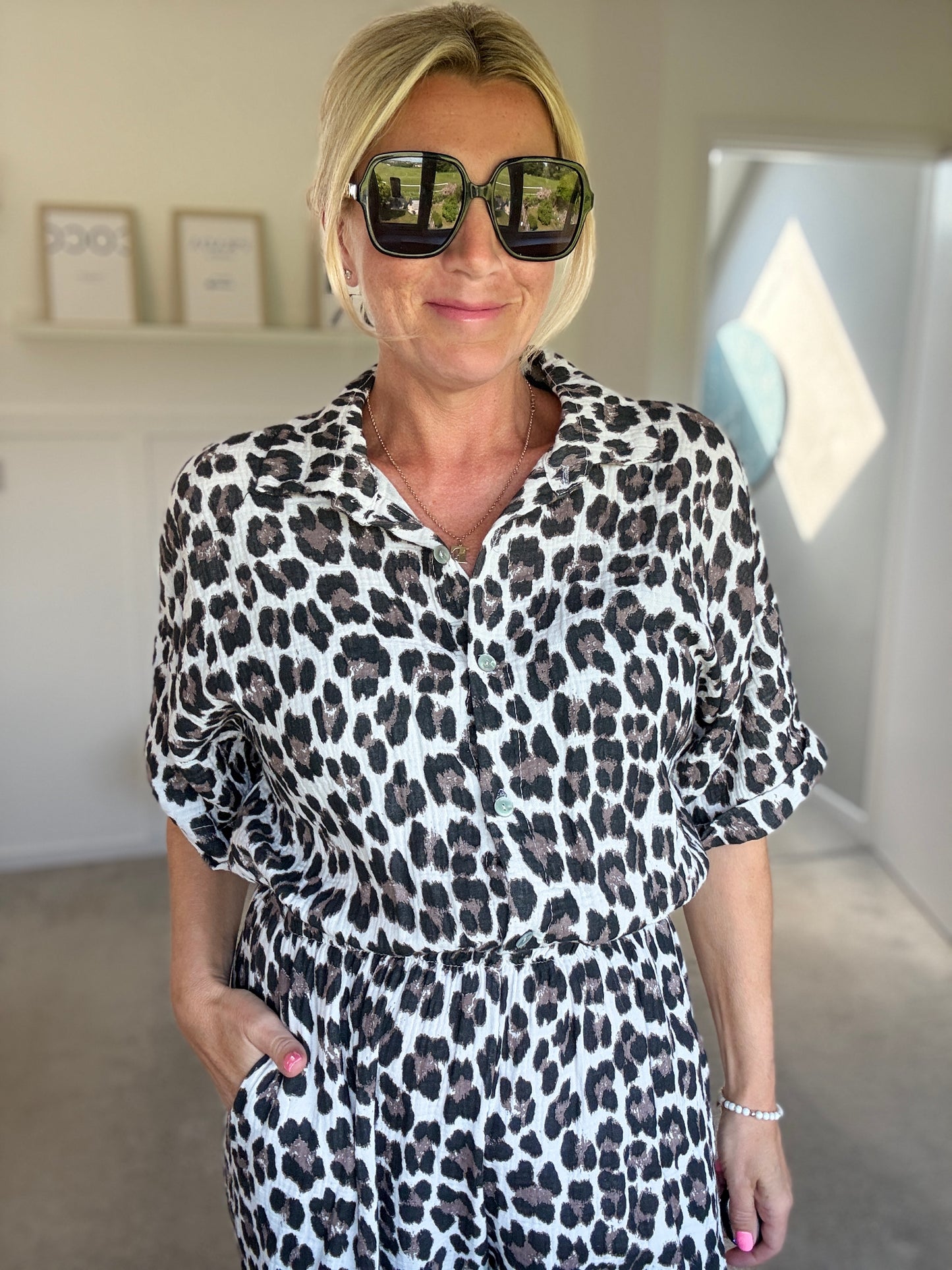 Leopard Print Cheesecloth Jumpsuit