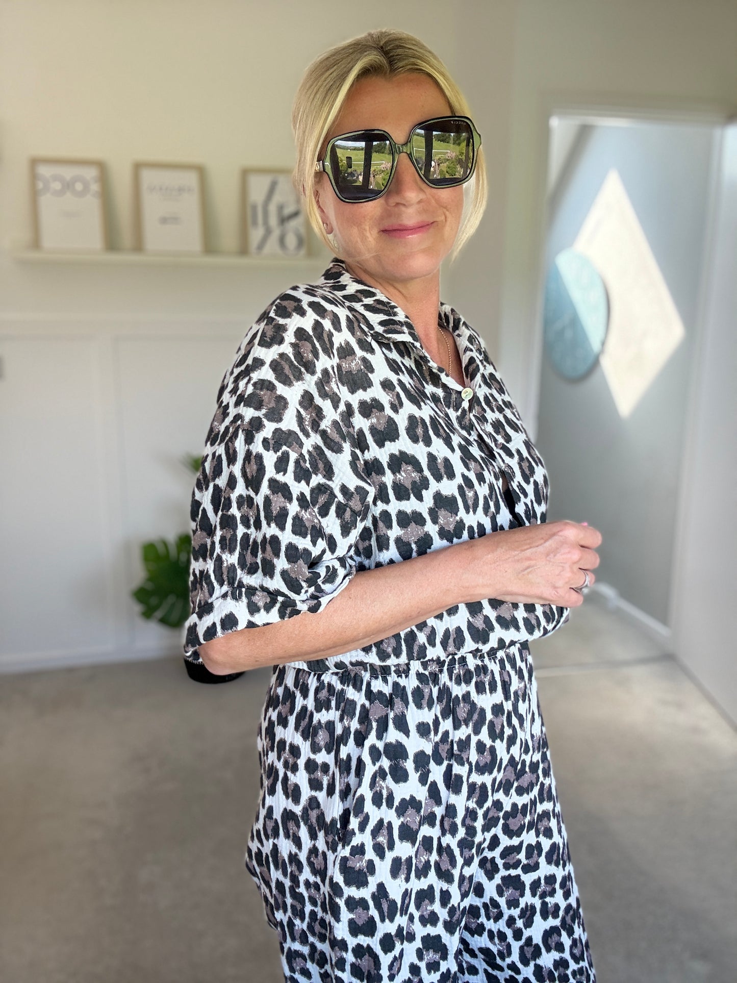 Leopard Print Cheesecloth Jumpsuit