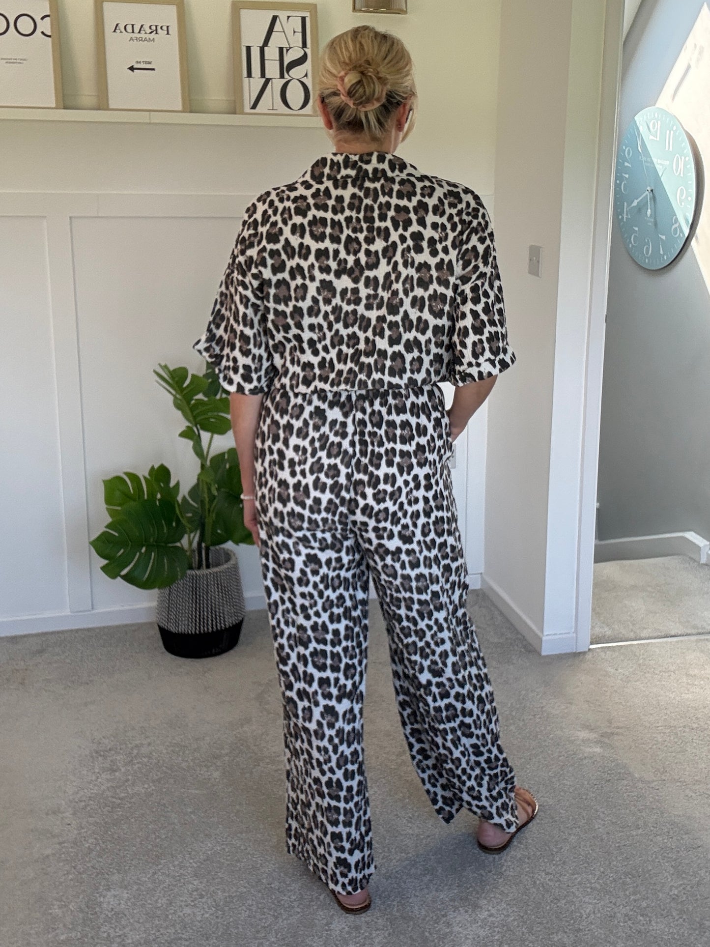 Leopard Print Cheesecloth Jumpsuit