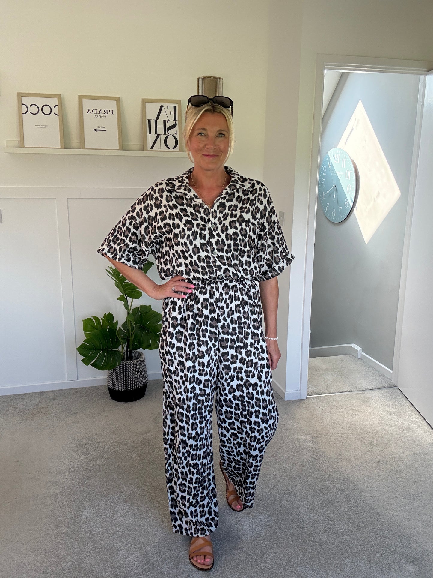Leopard Print Cheesecloth Jumpsuit