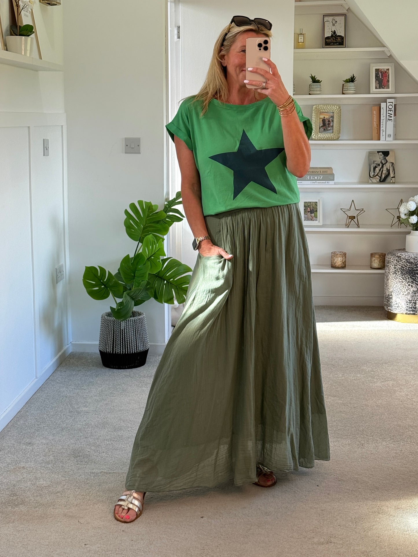 Charcoal Grey Cotton Pocket Maxi Skirt