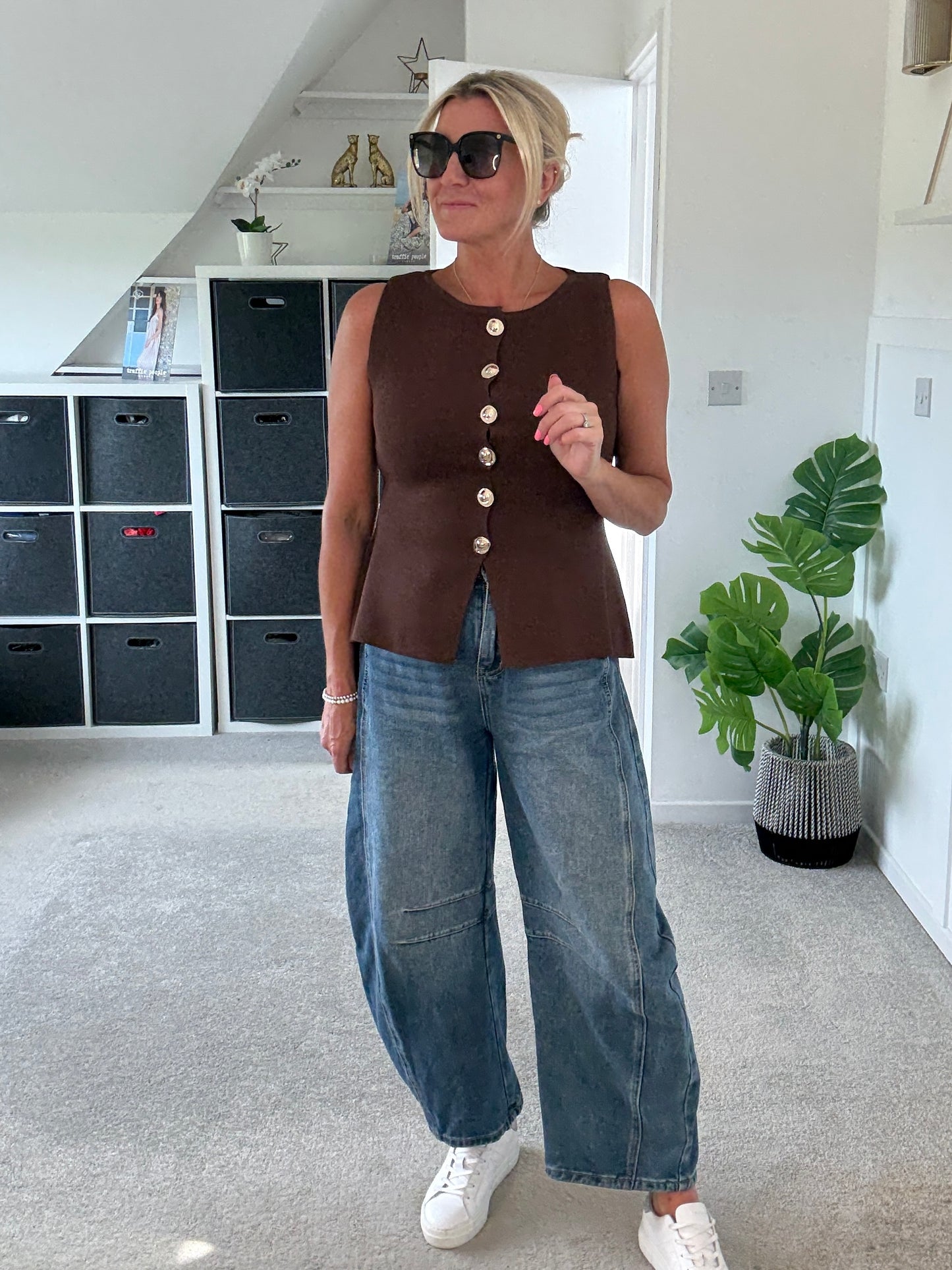 Chocolate Waistcoat with Gold Buttons