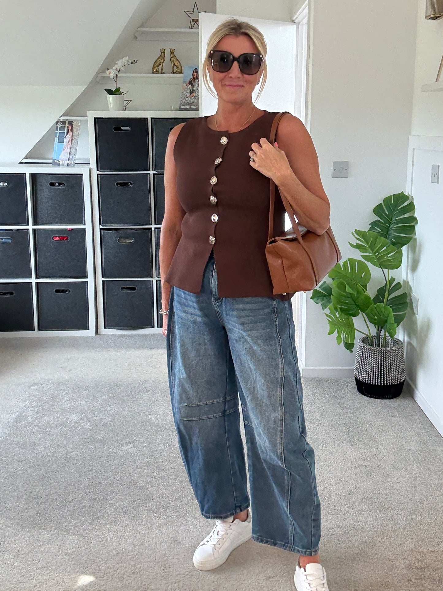 Chocolate Waistcoat with Gold Buttons