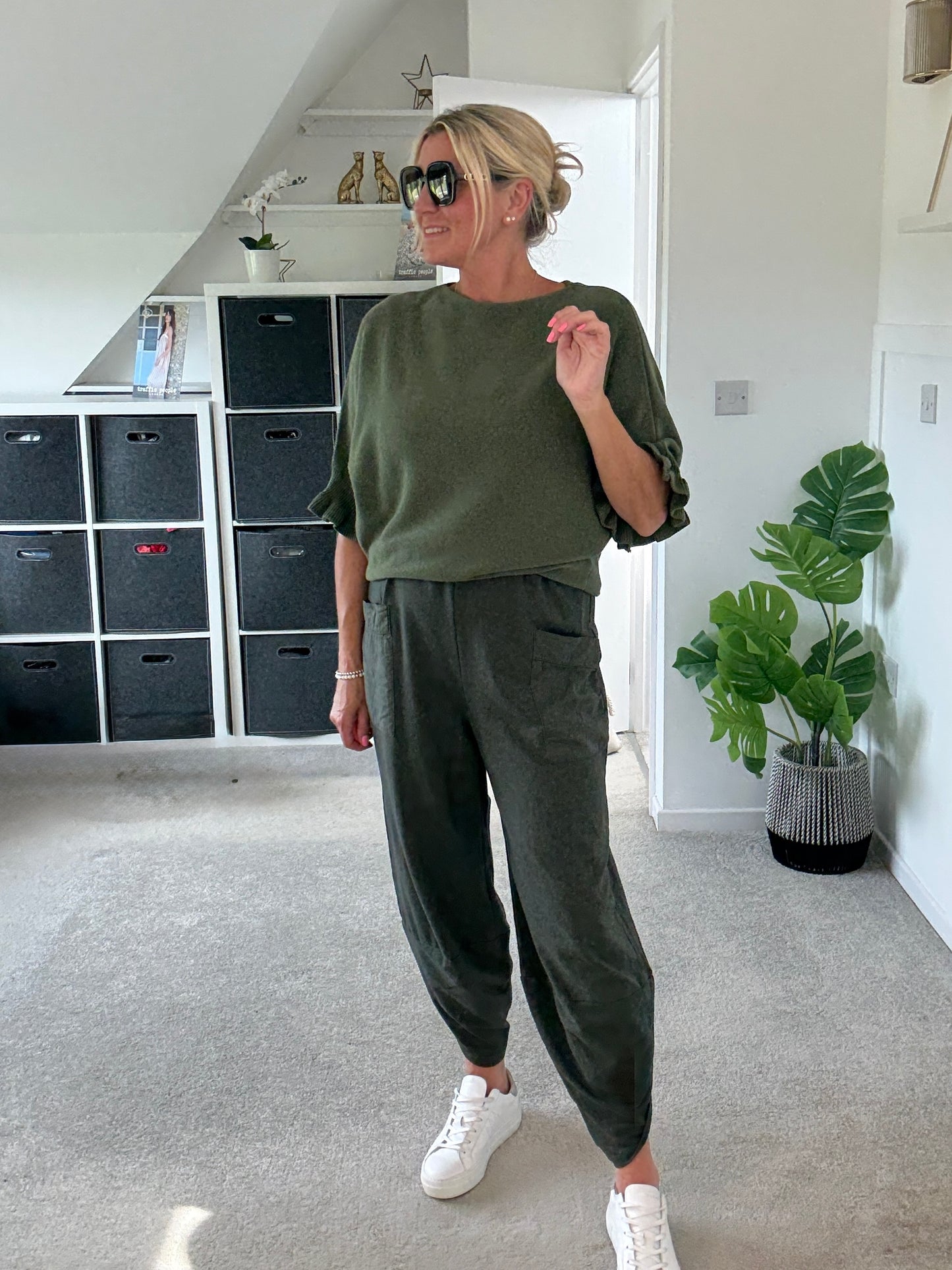 Dark Khaki Slim Barrel Cargo Joggers