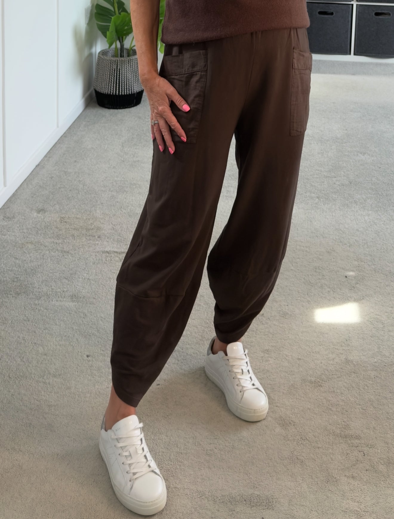 Chocolate Slim Barrel Cargo Joggers