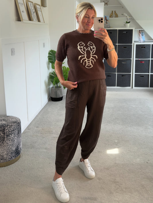 Chocolate Slim Barrel Cargo Joggers