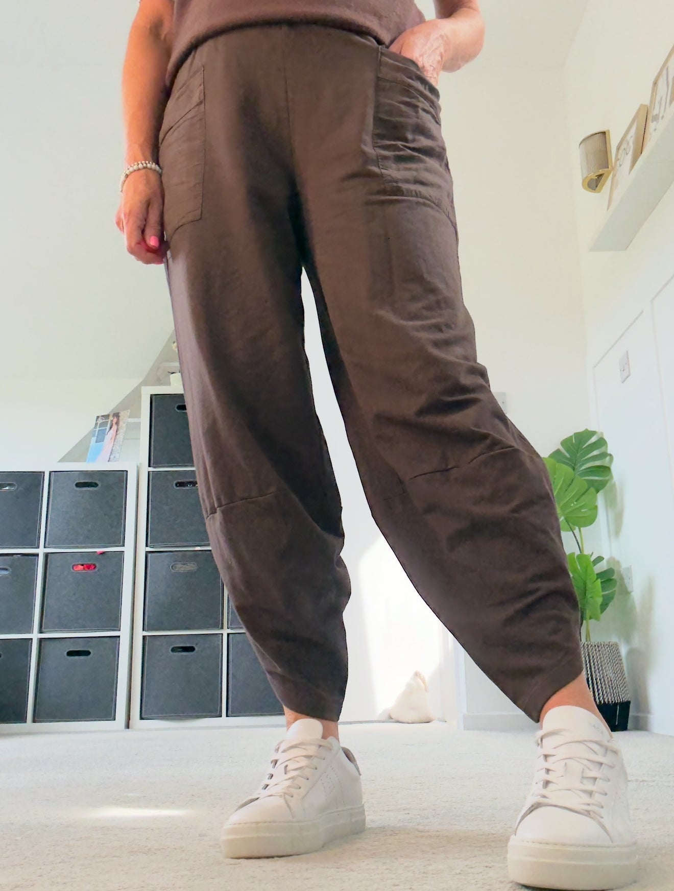 Chocolate Slim Barrel Cargo Joggers
