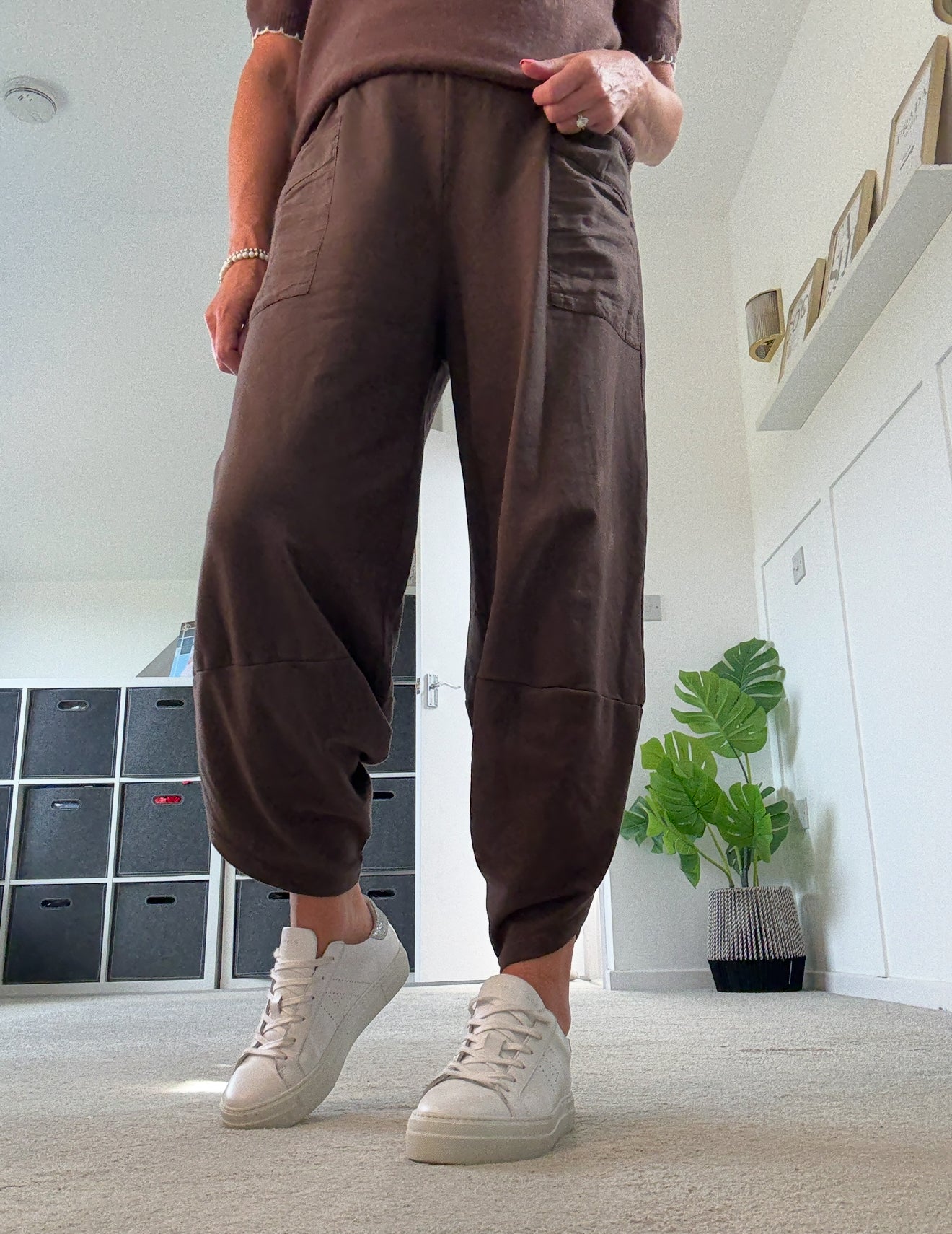 Chocolate Slim Barrel Cargo Joggers