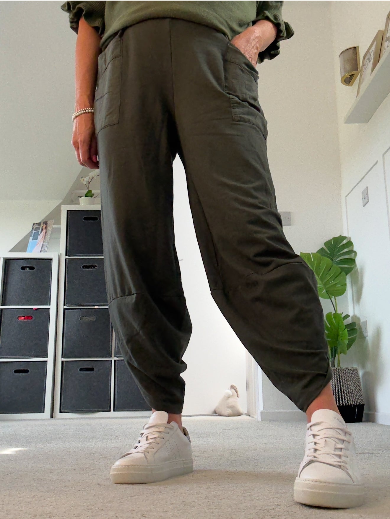 Dark Khaki Slim Barrel Cargo Joggers