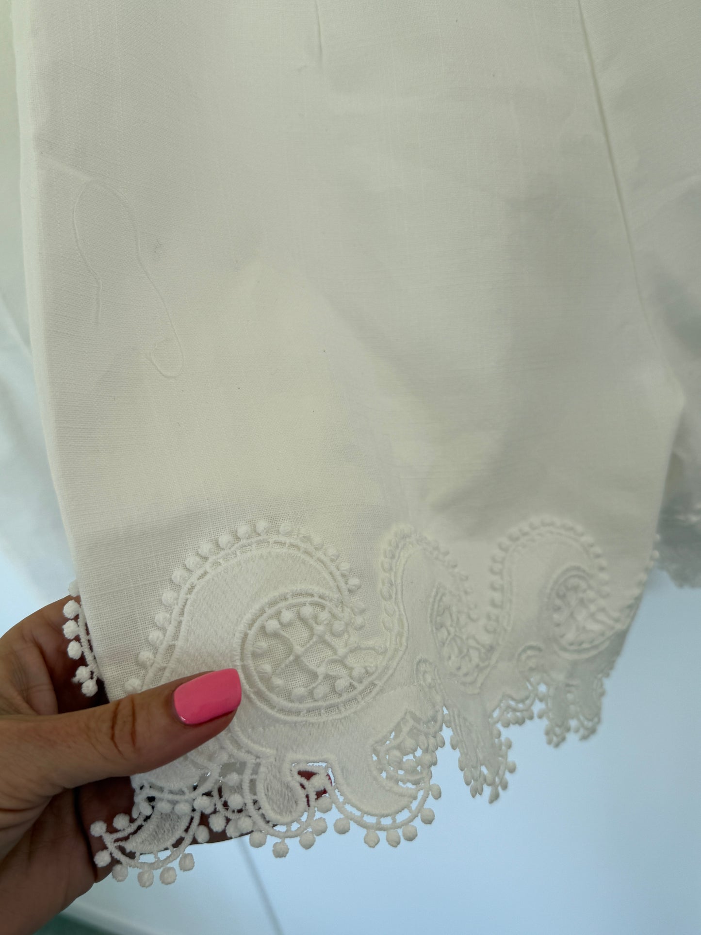 White Cotton Crochet Detail Co Ord