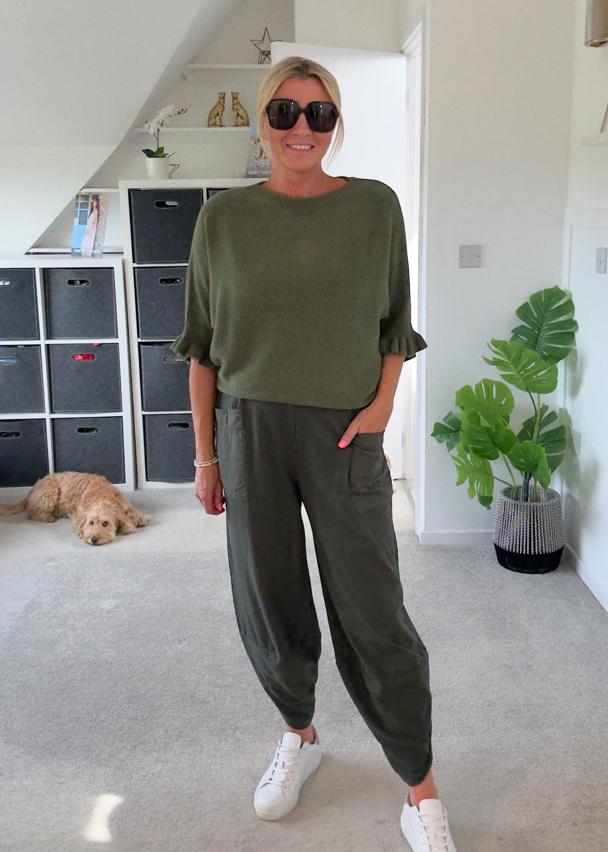 Dark Khaki Slim Barrel Cargo Joggers
