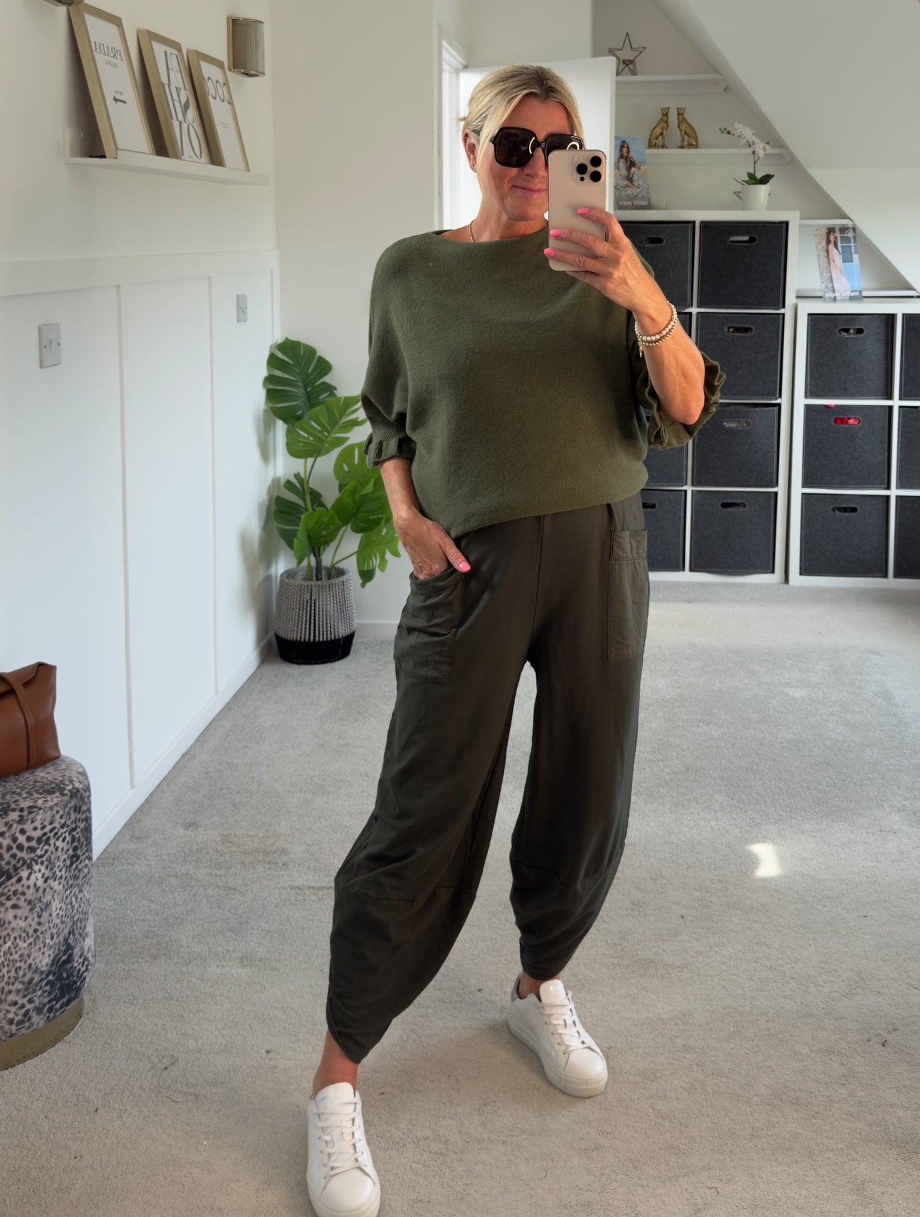 Dark Khaki Slim Barrel Cargo Joggers