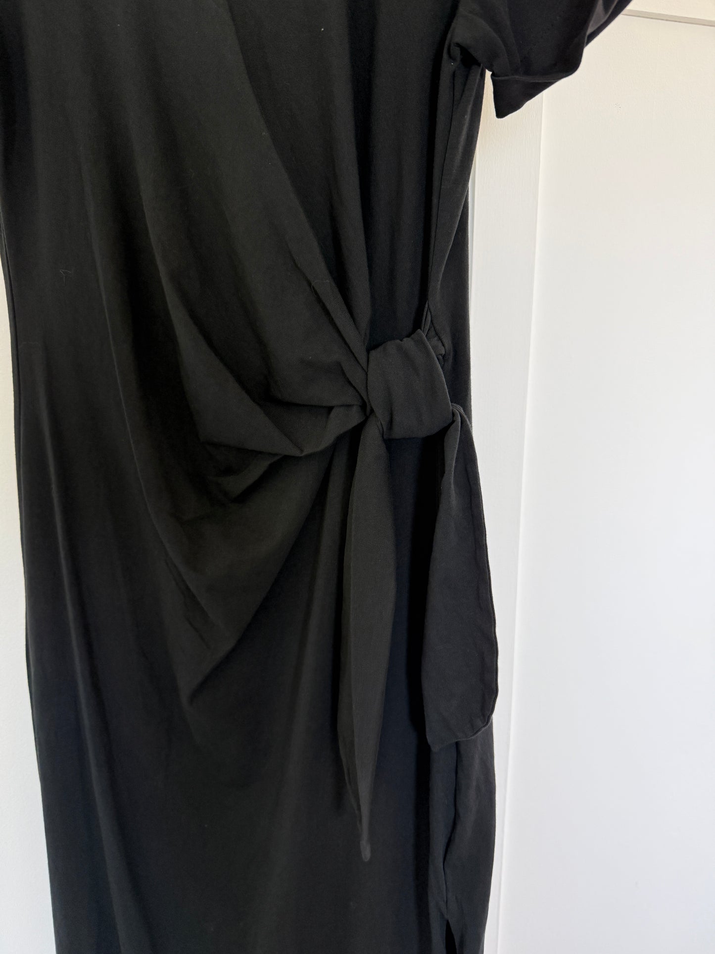Chocolate Side Tie S/S Jersey Dress