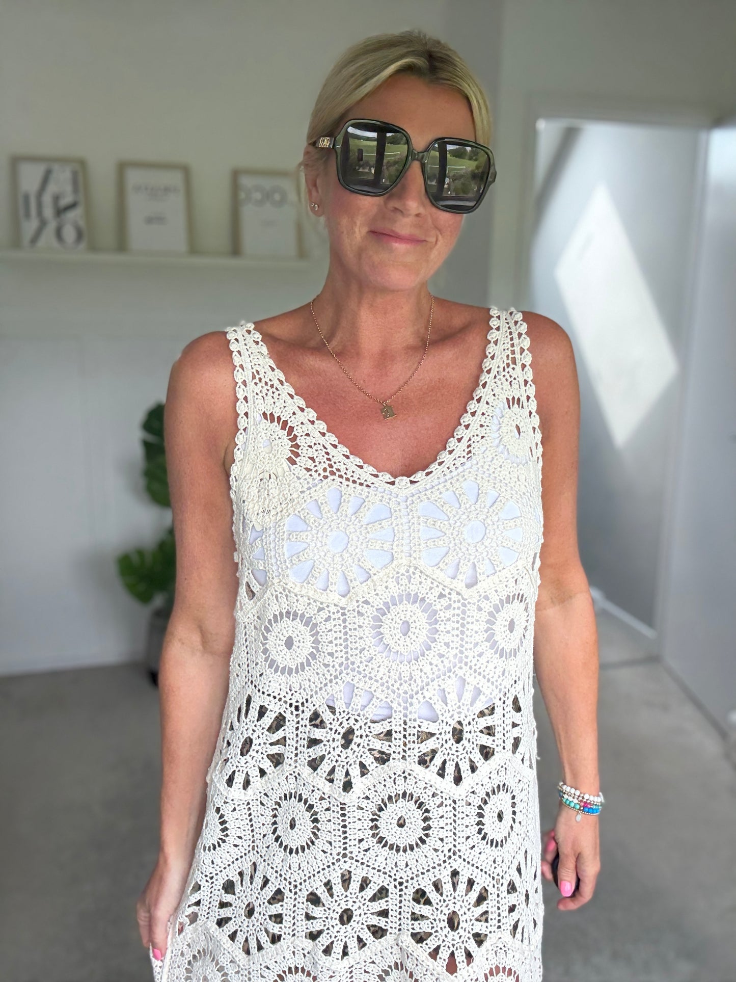 Black Crochet Vest Dress