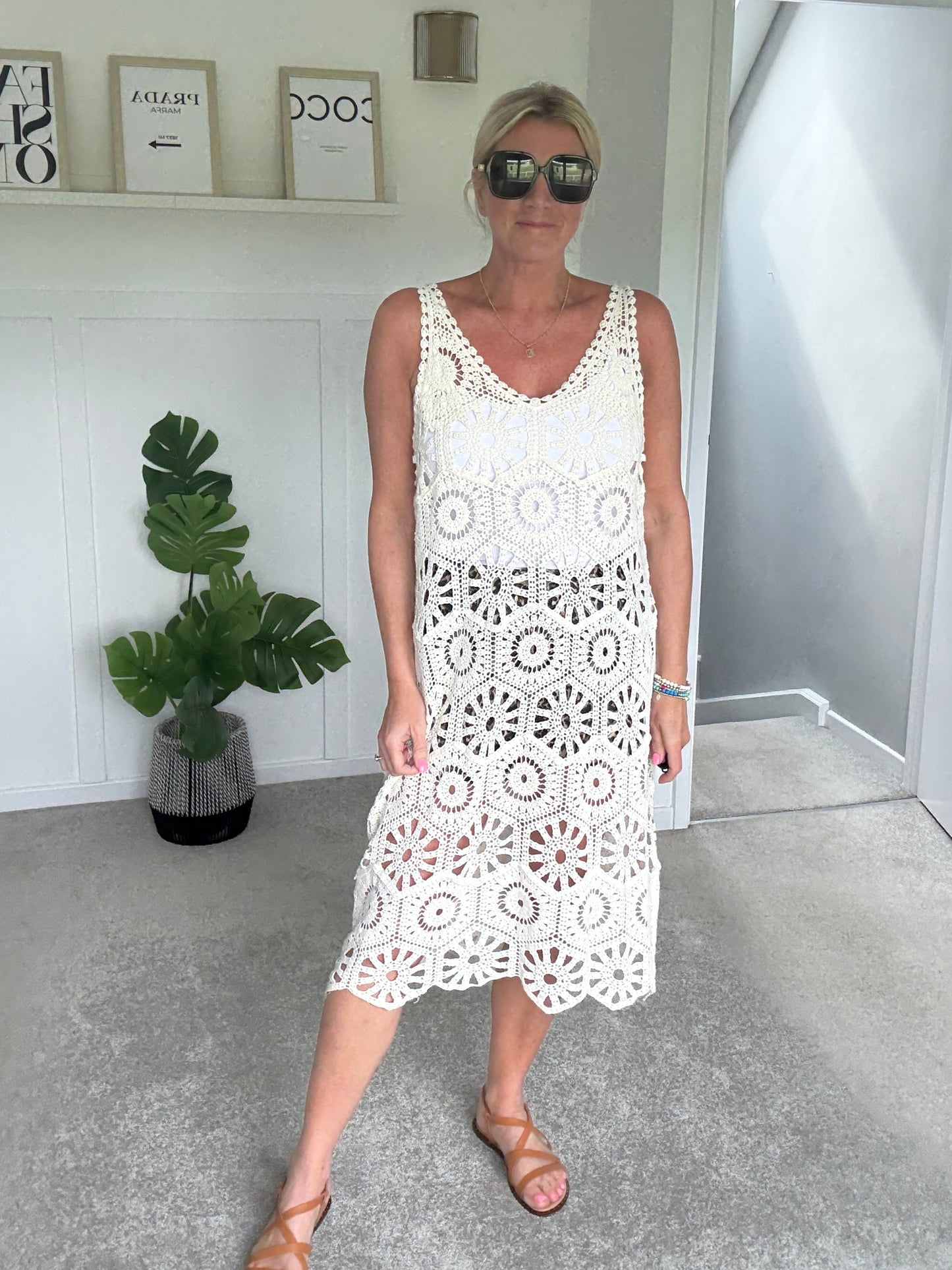 Black Crochet Vest Dress