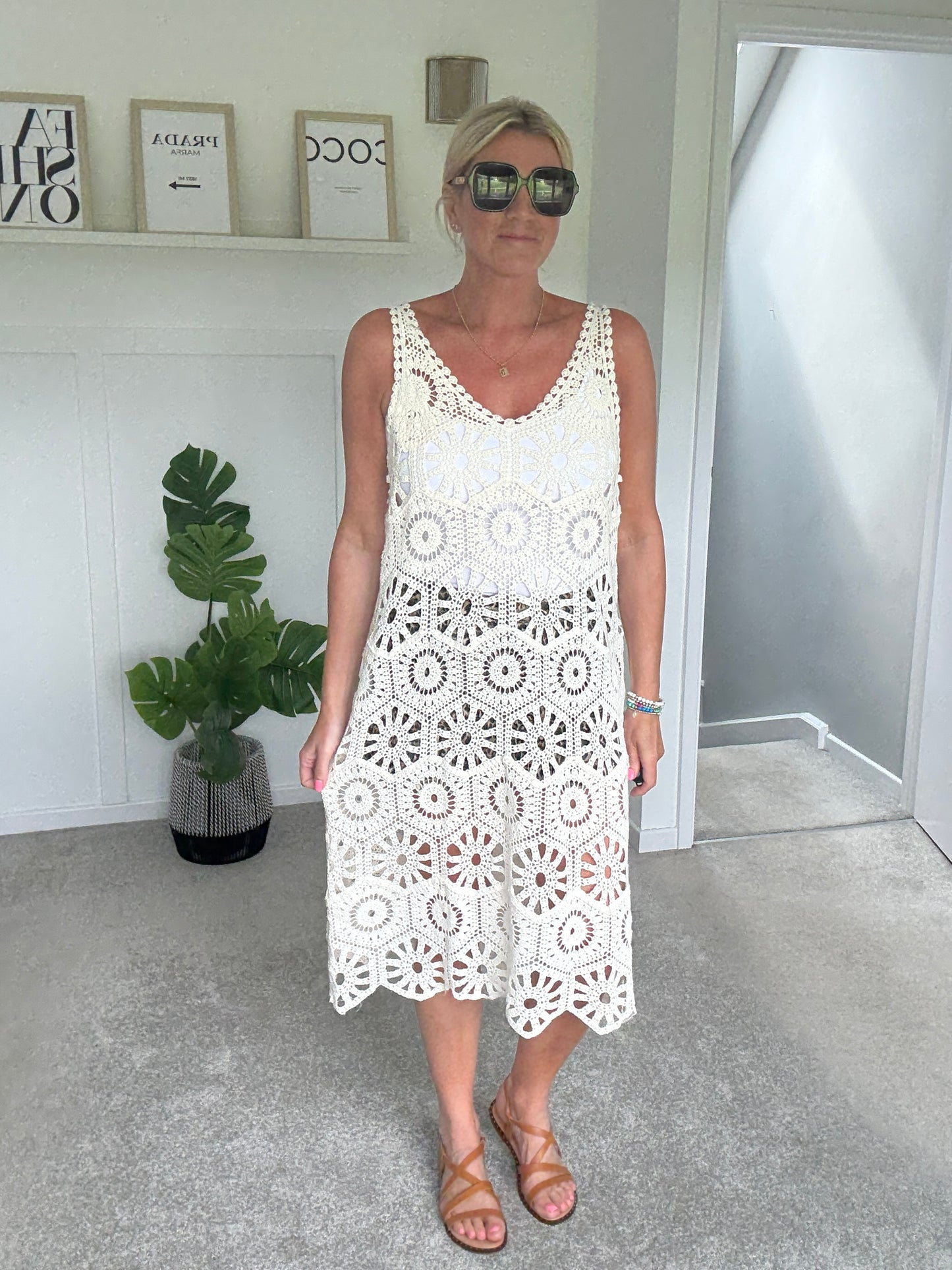 Black Crochet Vest Dress