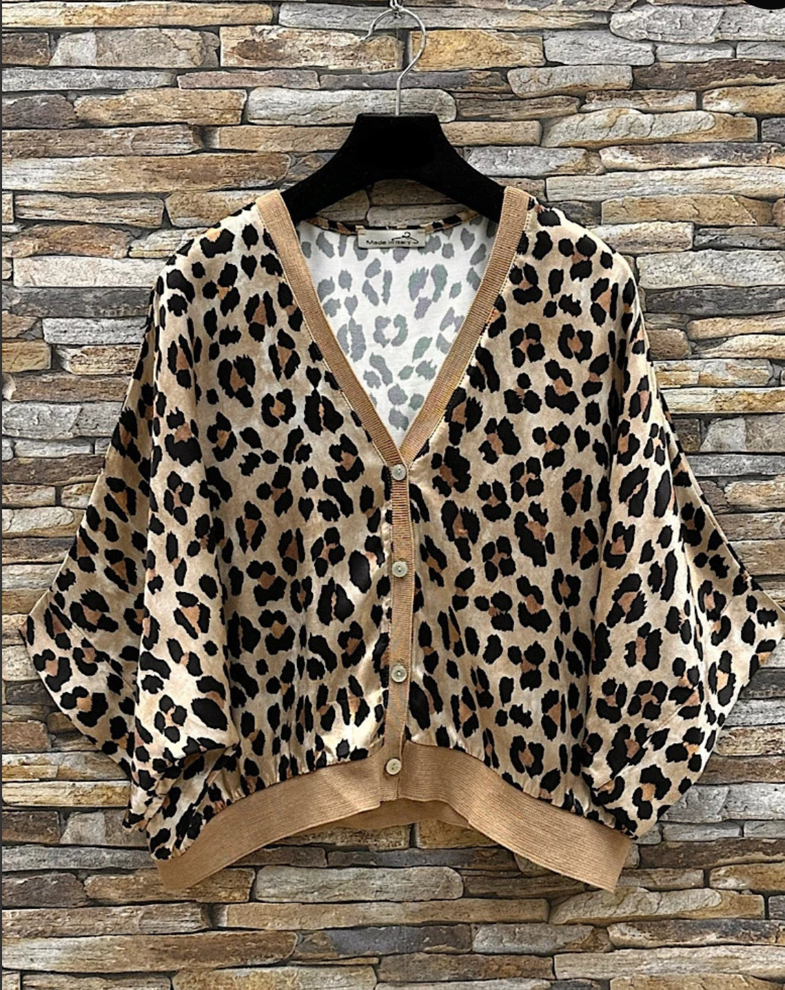Giletta Khaki Leopard Print Cardi/Jacket