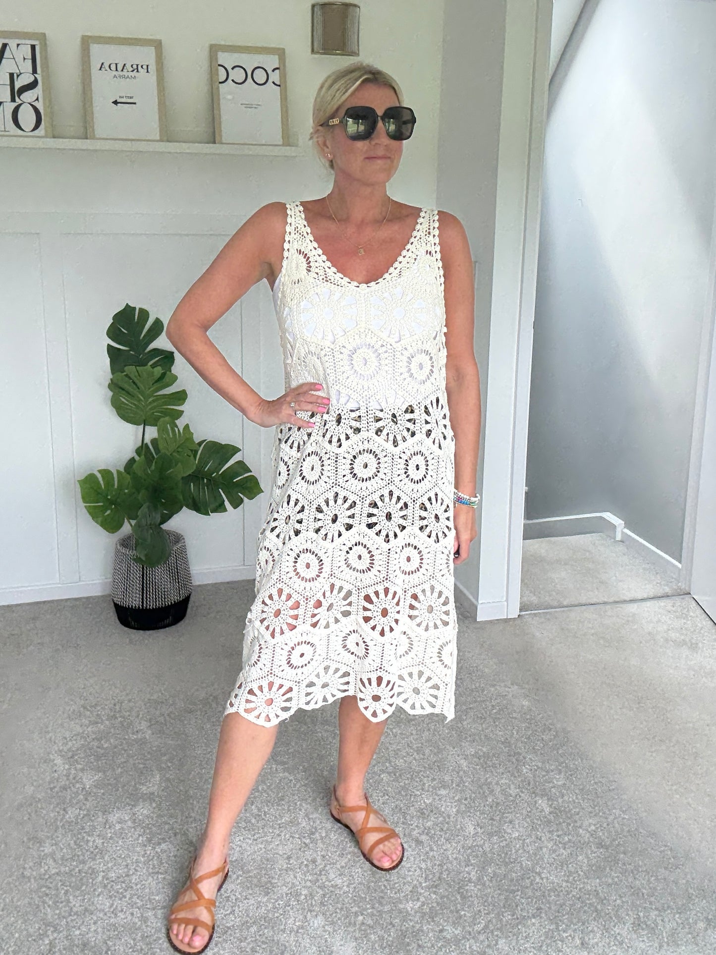 Black Crochet Vest Dress