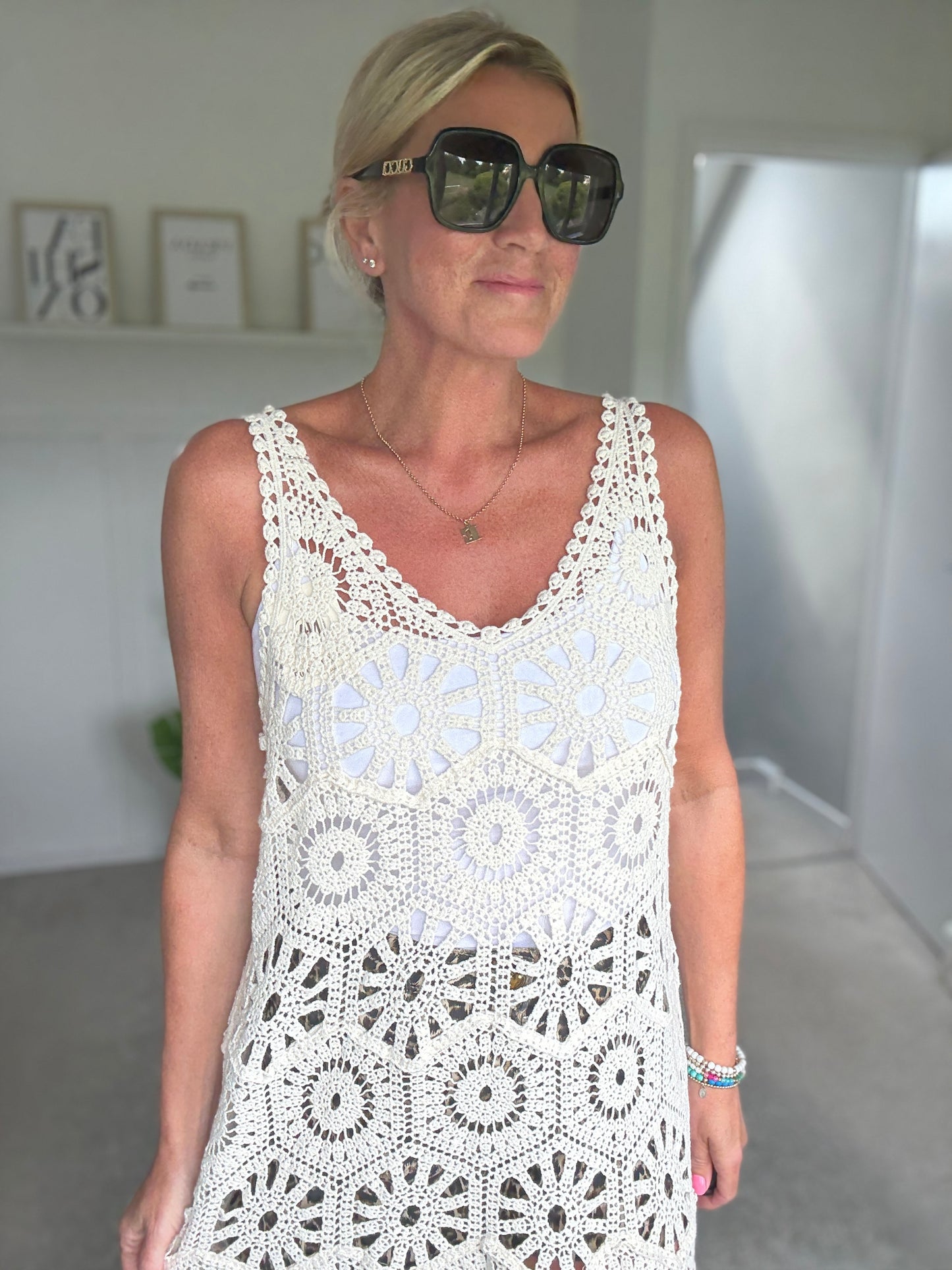 Black Crochet Vest Dress