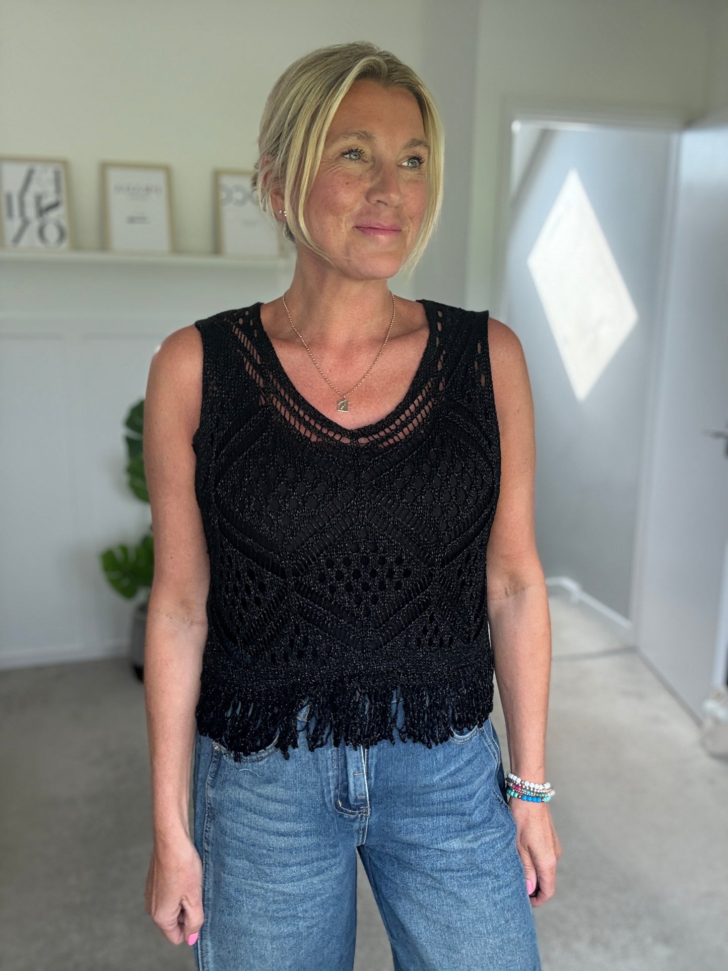 Black Crochet Bella Top