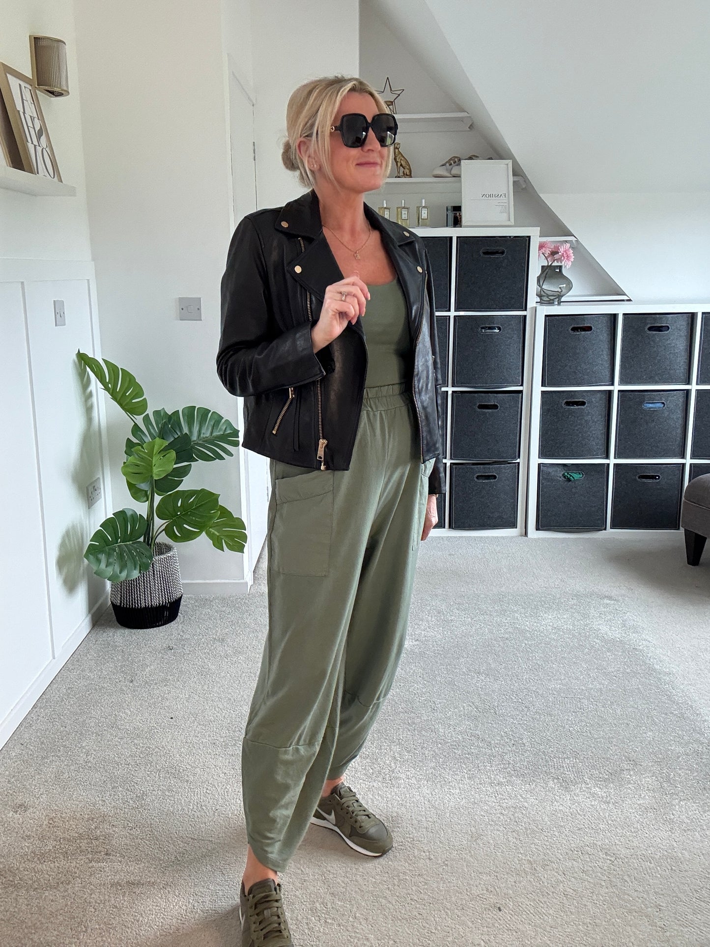 Dark Khaki Slim Barrel Cargo Joggers