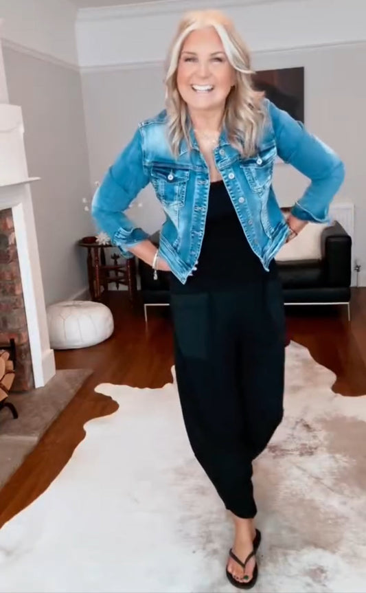 Black Slim Barrel Cargo Joggers