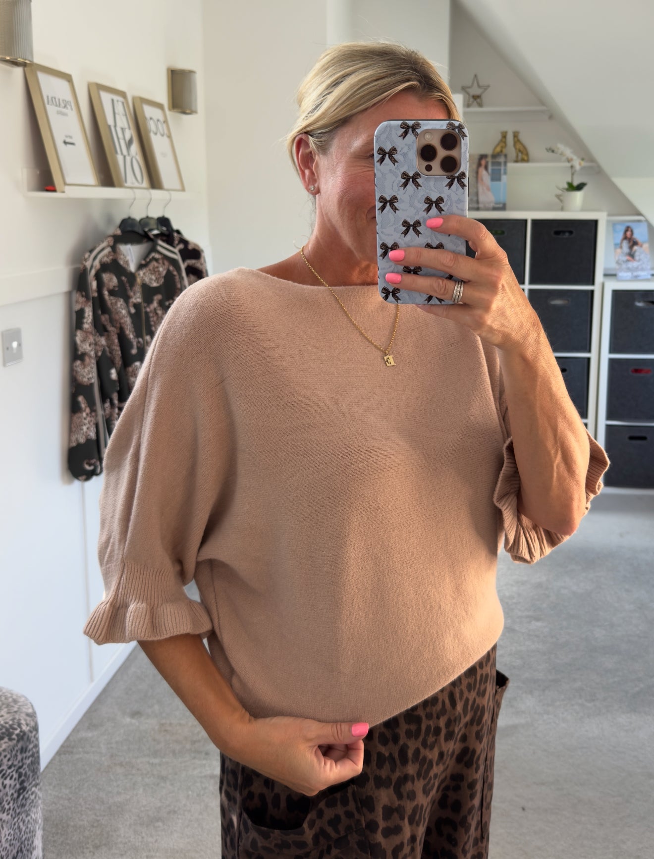 Sand Frill Sleeve Batwing Jumper