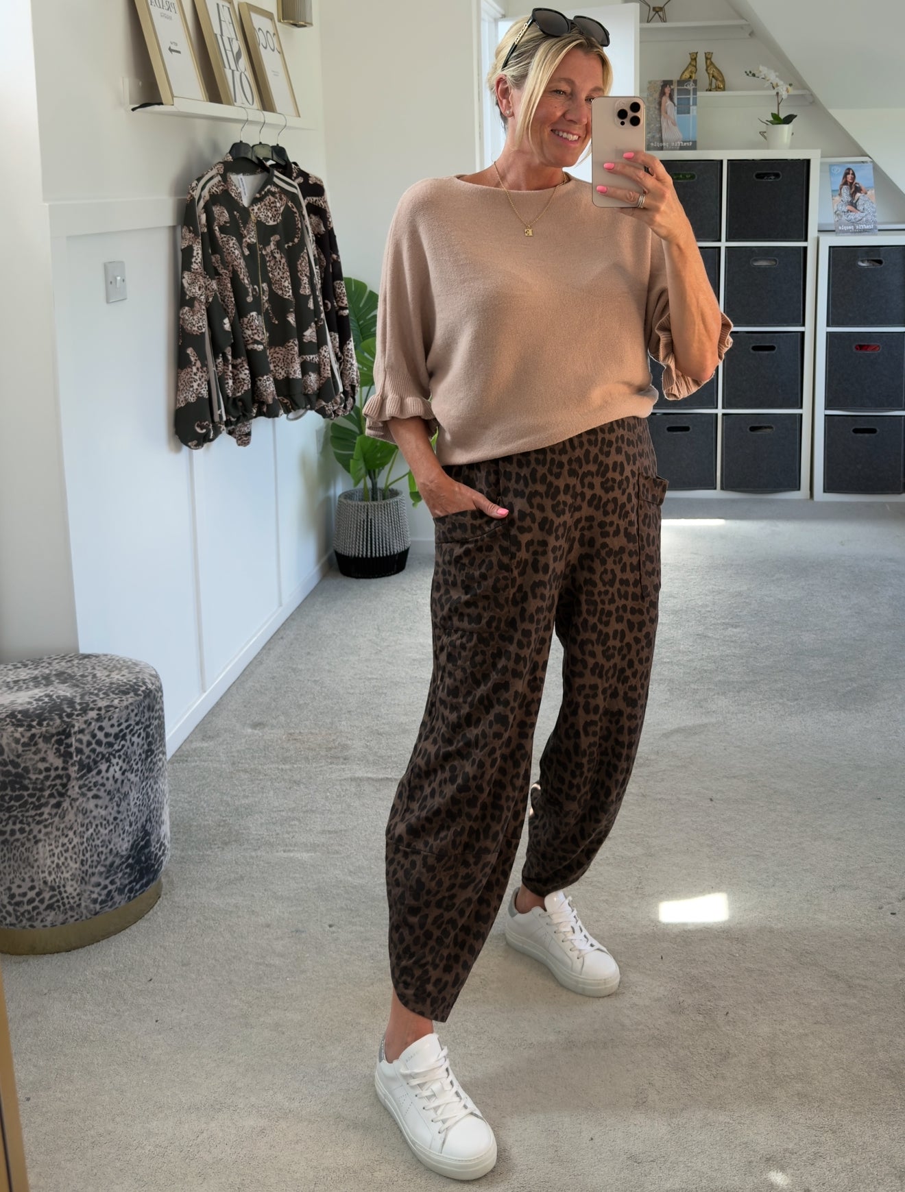 Chocolate Leopard Pocket Slim Barrel Cargo Joggers