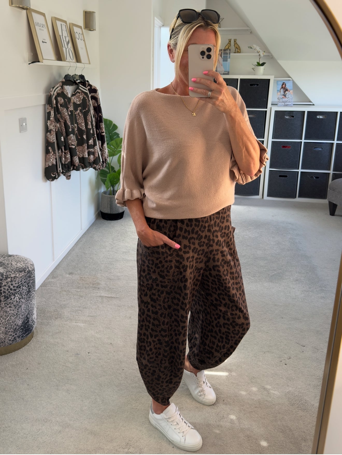 Sand Frill Sleeve Batwing Jumper